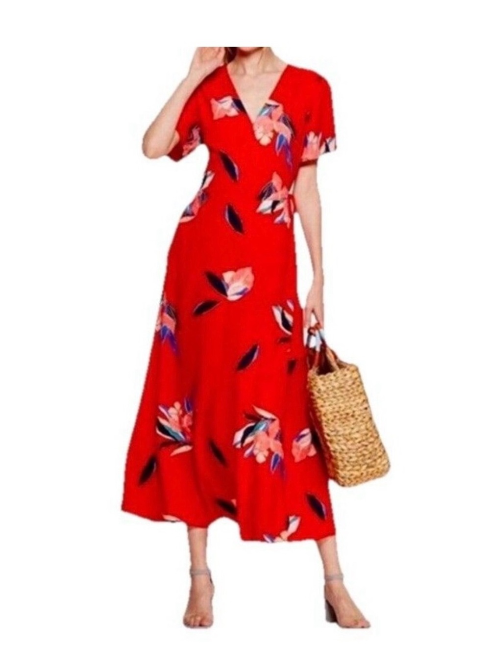 a new day Red Floral V-Neck Maxi Dress